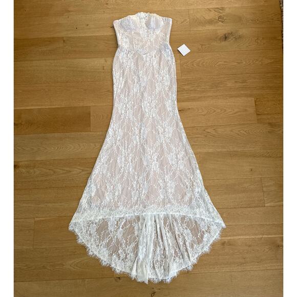 Lulus Dresses & Skirts - Lulu's Maxi Dress Strapless Bustier Lace Valeria Size L White